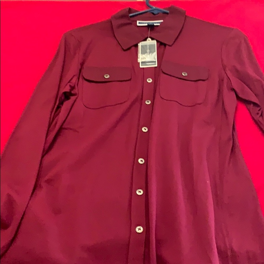 Burgundy long sleeve blouse